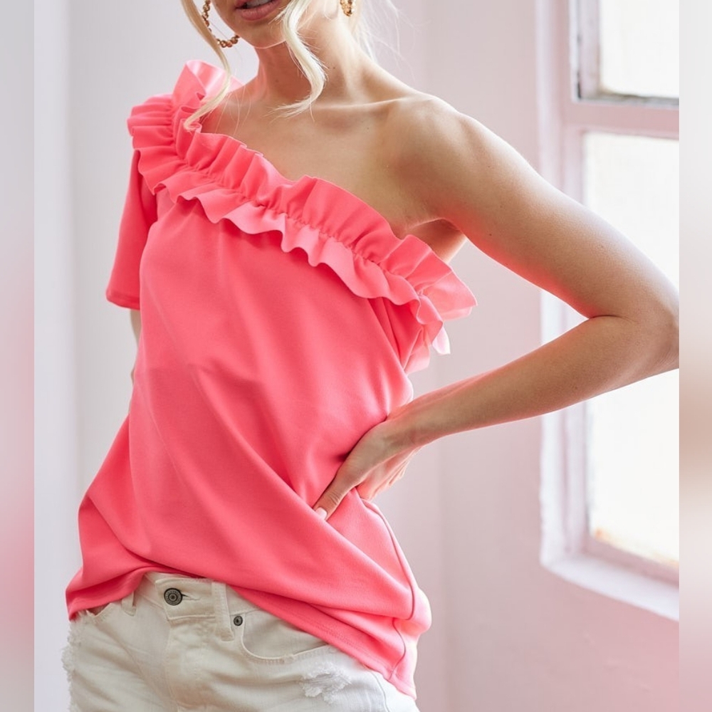 Pink Pop Asymmetrical Top - Picture 8 of 8